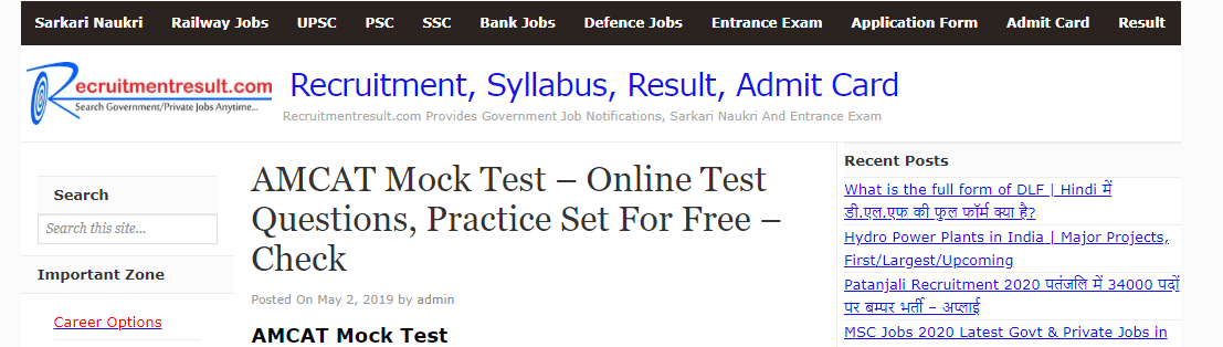 AMCET Mock Tests by Recruitment Result