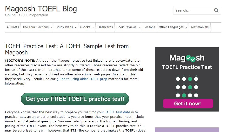 Magoosh TOEFL Practice Set - Learn Dunia