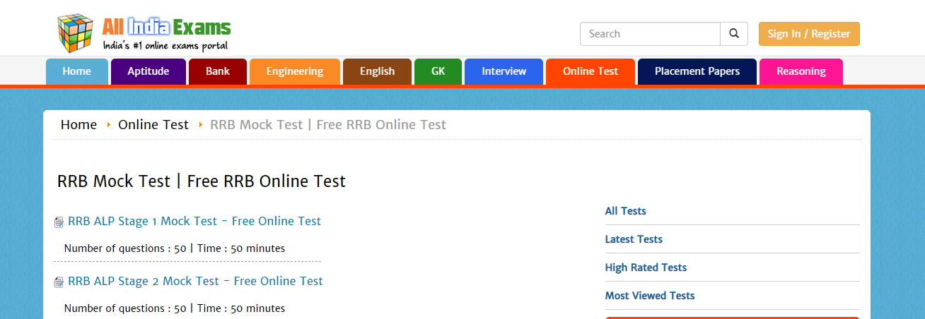 RRB Mock Tests by All India Exam