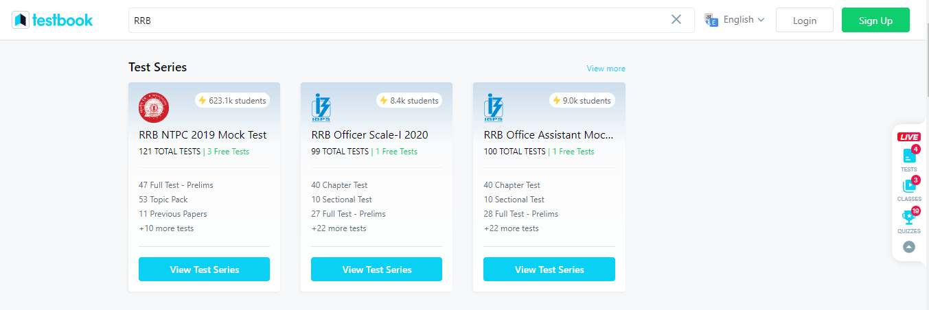 RRB Mock Tests by Testbook