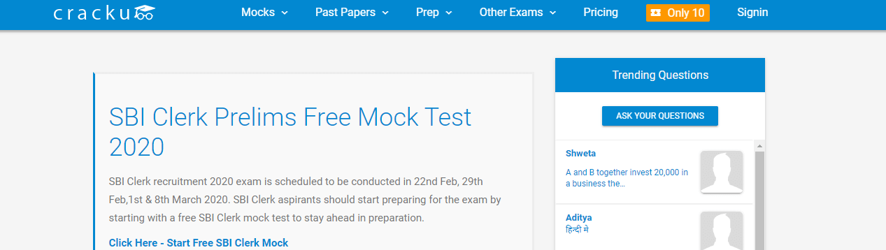 SBI Clerk Mock Tests by Cracku