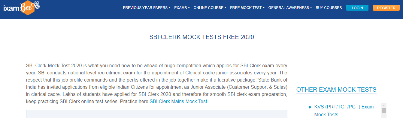 SBI Clerk Mock Tests by iExambee