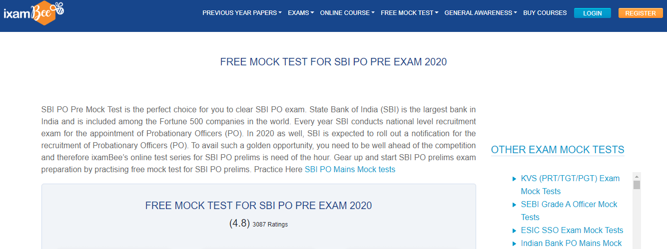 SBI PO Mock Tests by Iexambee