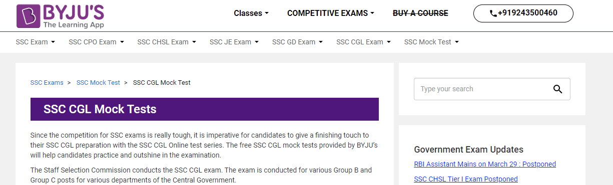 SSC CGL Mock Tests by Byjus