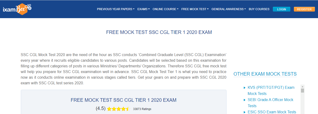 SSC CGL Mock Tests by Iexambee